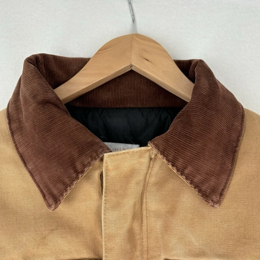 Carhartt USA Union Made Quilt Lined Brown Chore Jacket Coat Mens 46 Reg Vintage